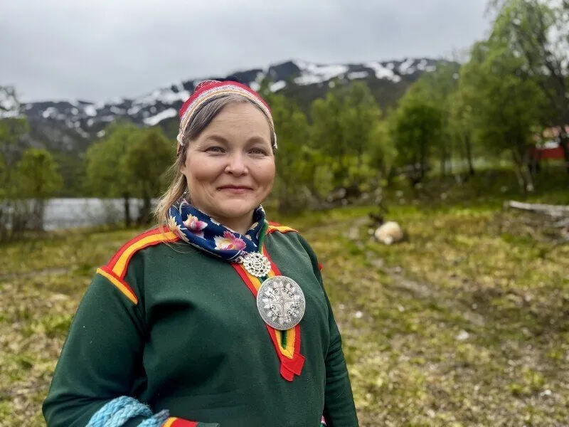 Máret Rávdná Buljo with her reindeer herd